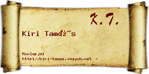 Kiri Tamás névjegykártya